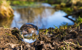 Stock Image: glass ball on pond