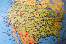 Stock Image: Global Studies A Colorful Closeup of the United States