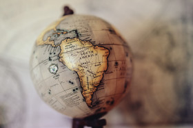 Stock Image: Globe with South America in focus