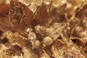 Stock Image: golden christmas tree decoration on a beautiful bokeh background