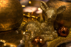 Stock Image: golden fawn christmas decoration