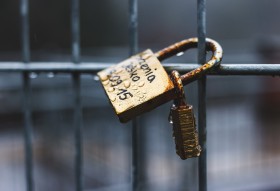 Stock Image: golden love padlock