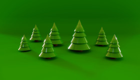 Stock Image: green christmas firs in 3D