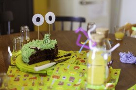 Stock Image: Green monster birthday cake