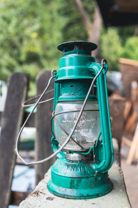 Stock Image: Green oil lamp