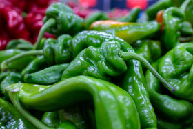 Stock Image: green peppers on the market