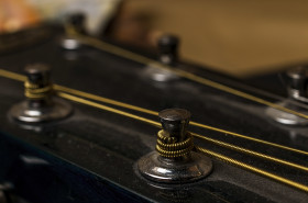 Stock Image: guitar strings detail