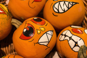 Stock Image: halloween pumpkins with face
