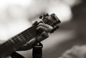 Stock Image: hand on guitar