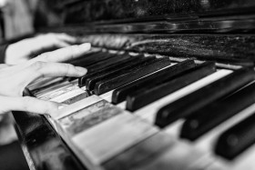 Stock Image: hands on piano