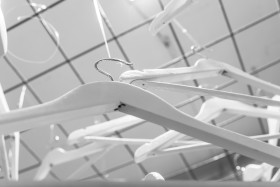 Stock Image: Hangers hang from the ceiling