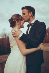 Stock Image: Happy bride and groom on their wedding