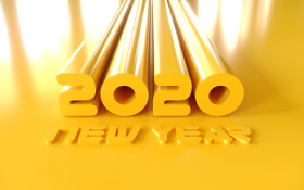 Stock Image: happy new year 2020 gold text