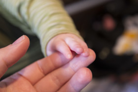 Stock Image: holding babys hand