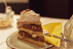 Stock Image: homemade gooseberry pie cream cake