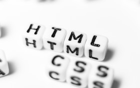 Stock Image: HTML & CSS - bright dice font concept