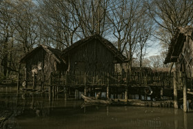 Stock Image: huts in the swamp