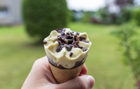 Stock Image: Ice Cream Cone in hand
