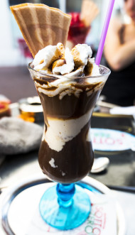 Stock Image: iced coffee cup in the ice cream parlor ice cream sundae