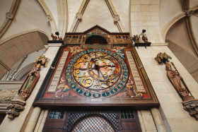 Stock Image: Imposing antique clock in a church