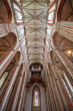 Stock Image: Interior view of the Marienkirche in Lübeck