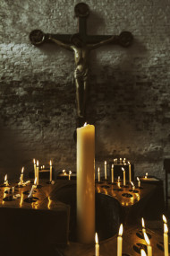 Stock Image: jesus cross and candle