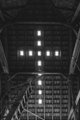 Stock Image: Jesus cross window in a barn