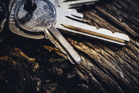 Stock Image: keys on wooden table