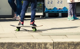 Stock Image: kid on a skateboard
