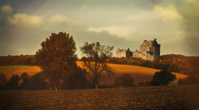 Stock Image: Landscape with a castle in autumn