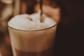 Stock Image: latte macchiato coffee in a glass