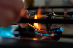 Stock Image: Light a gas cooker