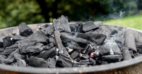 Stock Image: Light barbecue coal