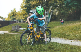 Stock Image: Little boy on a bicycle