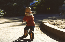 Stock Image: little kid with scooter