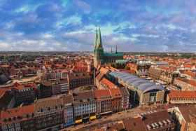 Stock Image: Lübeck from above Cityscape