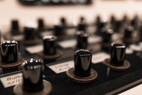 Stock Image: many switches on an old vintage control panel