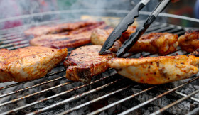 Stock Image: Meat on the barbecue
