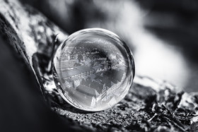 Stock Image: memories of lübeck travel in glass ball
