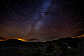 Stock Image: Milky Way at Night over Acequia del Toril landscape