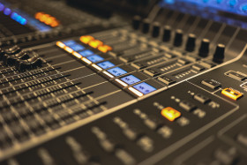 Stock Image: Mixing desk in a music studio