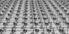 Stock Image: Modern architecture chrome-plated spheres on building facades