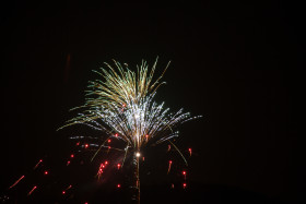 Stock Image: new years eve fireworks black background