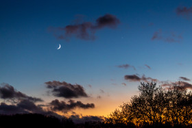 Stock Image: Night sky crescent moon