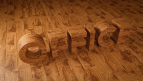 Stock Image: office word wooden 3d text