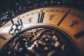 Stock Image: Old antique clock close up