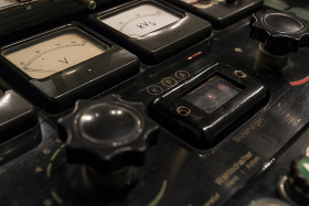 Stock Image: old black control panel