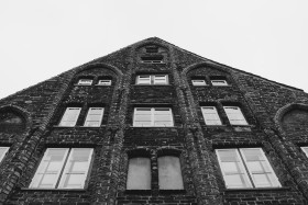 Stock Image: old brick house in lubeck black and white