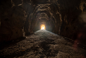 Stock Image: Old dark mineshaft