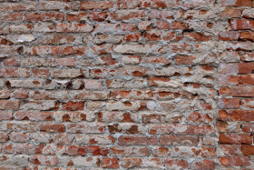 Stock Image: Old decayed red brick wall texture